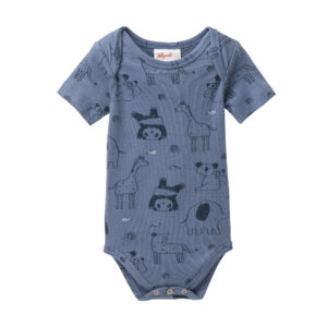 People Wear Organic Baby Body kurzarm GOTS-zertifiziert aus Bio-Baumwolle in Farbe Ozean bei Nacht mit Tiermuster