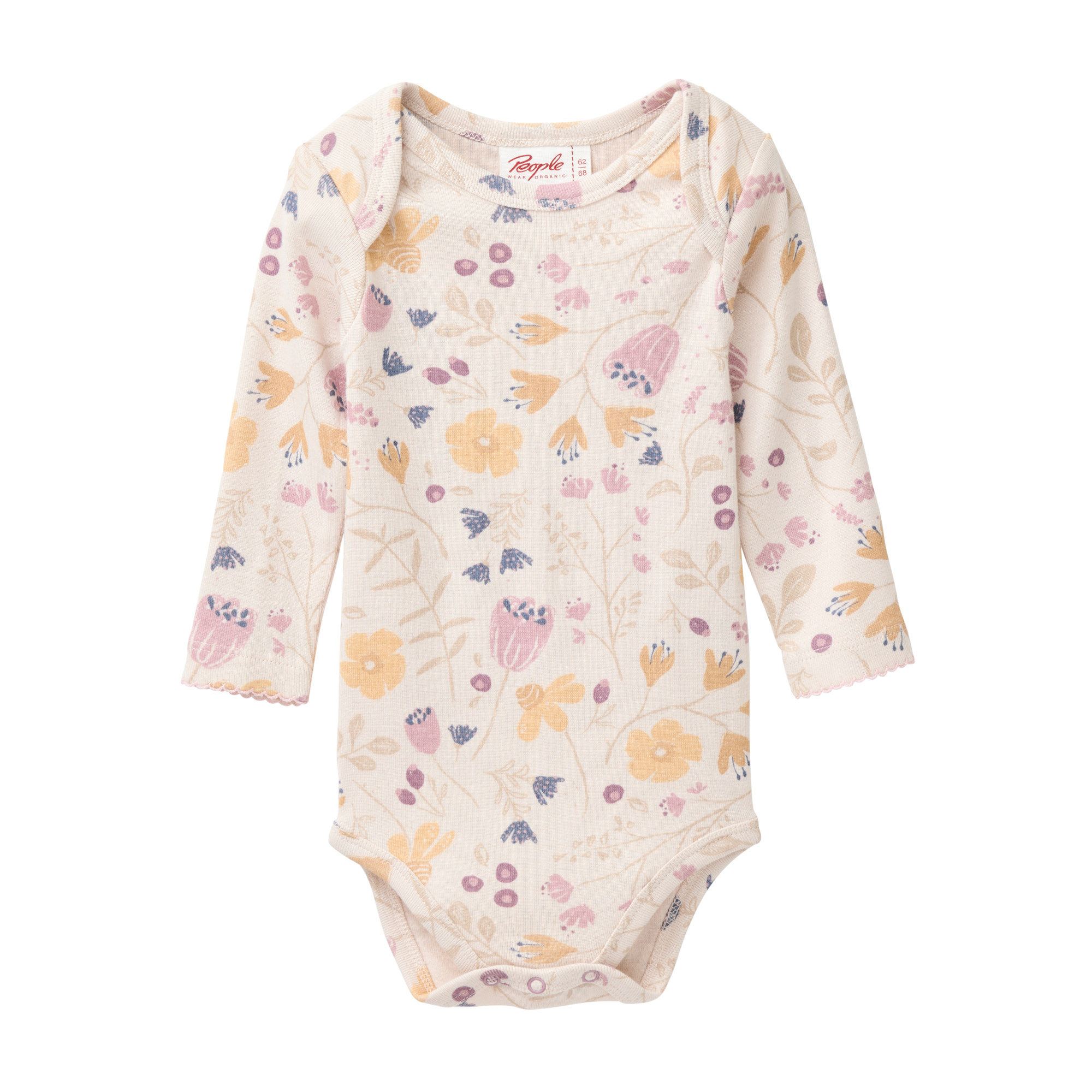Baby-Langarmbody puderrosa mit Blumengarten-Allover-Print aus Bio-Baumwolle