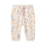 Baby Sweat-Hose Bio puderrosa mit Blumengarten Print
