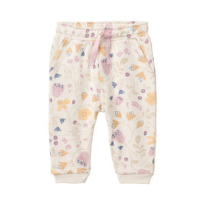 Baby Sweat-Hose Bio puderrosa mit Blumengarten Print