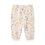 Baby Sweat-Hose Bio puderrosa mit Blumengarten Print Rückseite