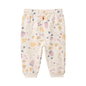 Baby Sweat-Hose Bio puderrosa mit Blumengarten Print Rückseite