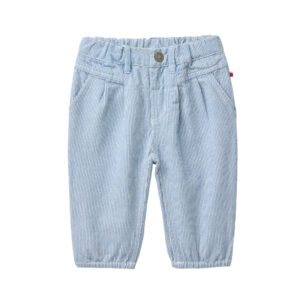 Baby-Jeans jeansblau gestreift aus Bio-Baumwolle mit elastischem Bund und Taschen