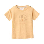People Wear Organic Baby T-Shirt GOTS-zertifiziert aus Bio-Baumwolle in Farbe honiggelb mit cuddly elephants