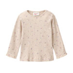 Baby Langarmshirt sand mit kleinen Blümchen aus Bio Baumwolle