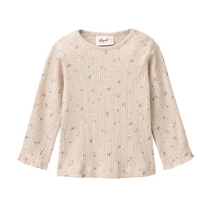 Baby Langarmshirt sand mit kleinen Blümchen aus Bio Baumwolle