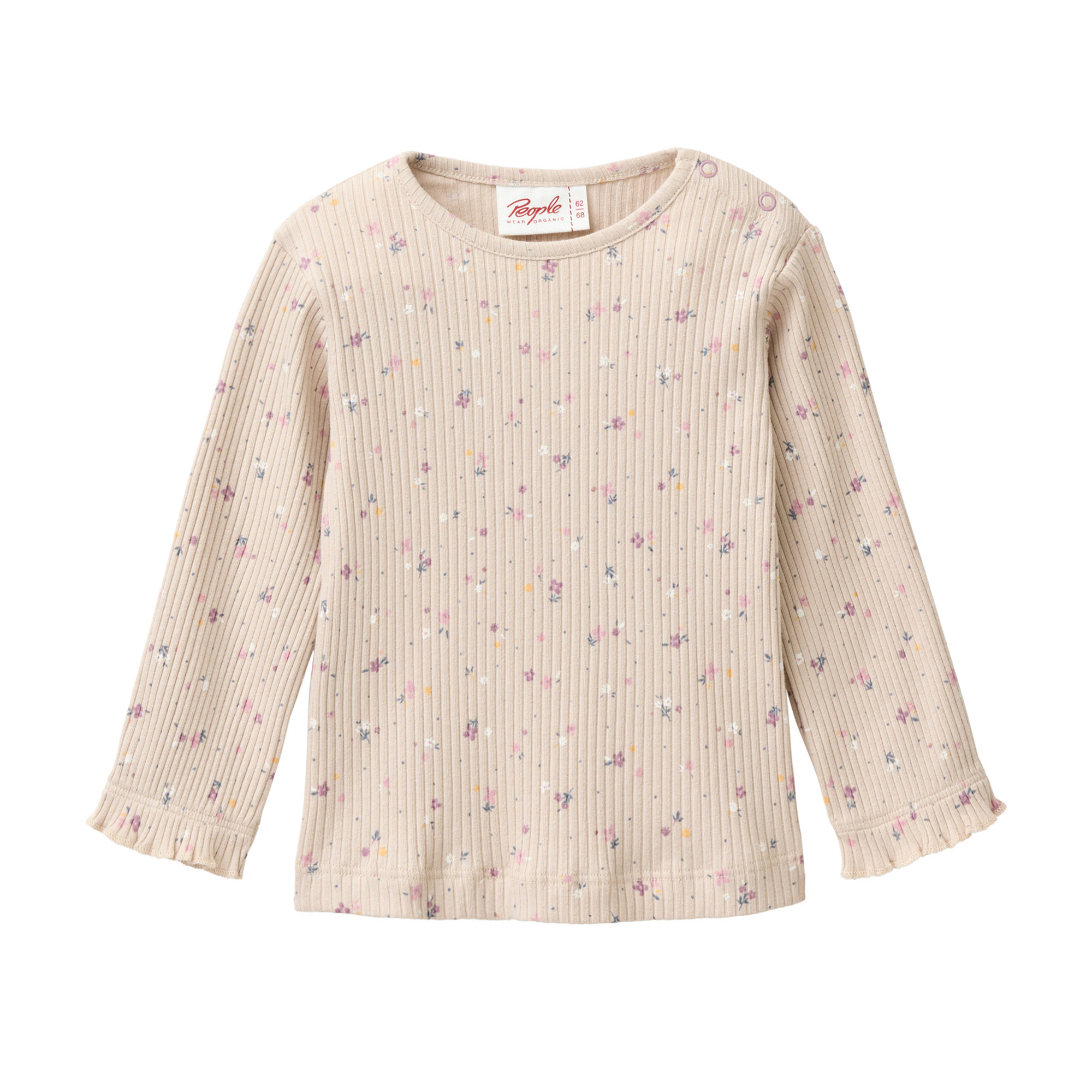 Baby Langarmshirt sand mit kleinen Blümchen aus Bio Baumwolle