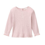 Baby-Langarmshirt in malve aus elastischem Ripp aus Bio-Baumwolle
