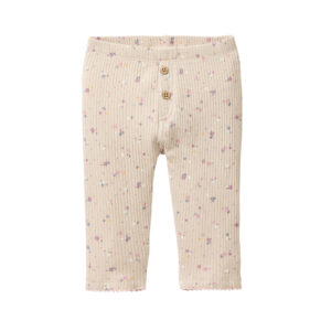 Baby Leggings sand mit Blümchenmuster aus Bio-Baumwoll-Ripp