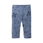 Ozeanblaue Baby-Leggings mit Zoo-Muster bei Nacht aus 1×1 Ripp aus Bio-Baumwolle