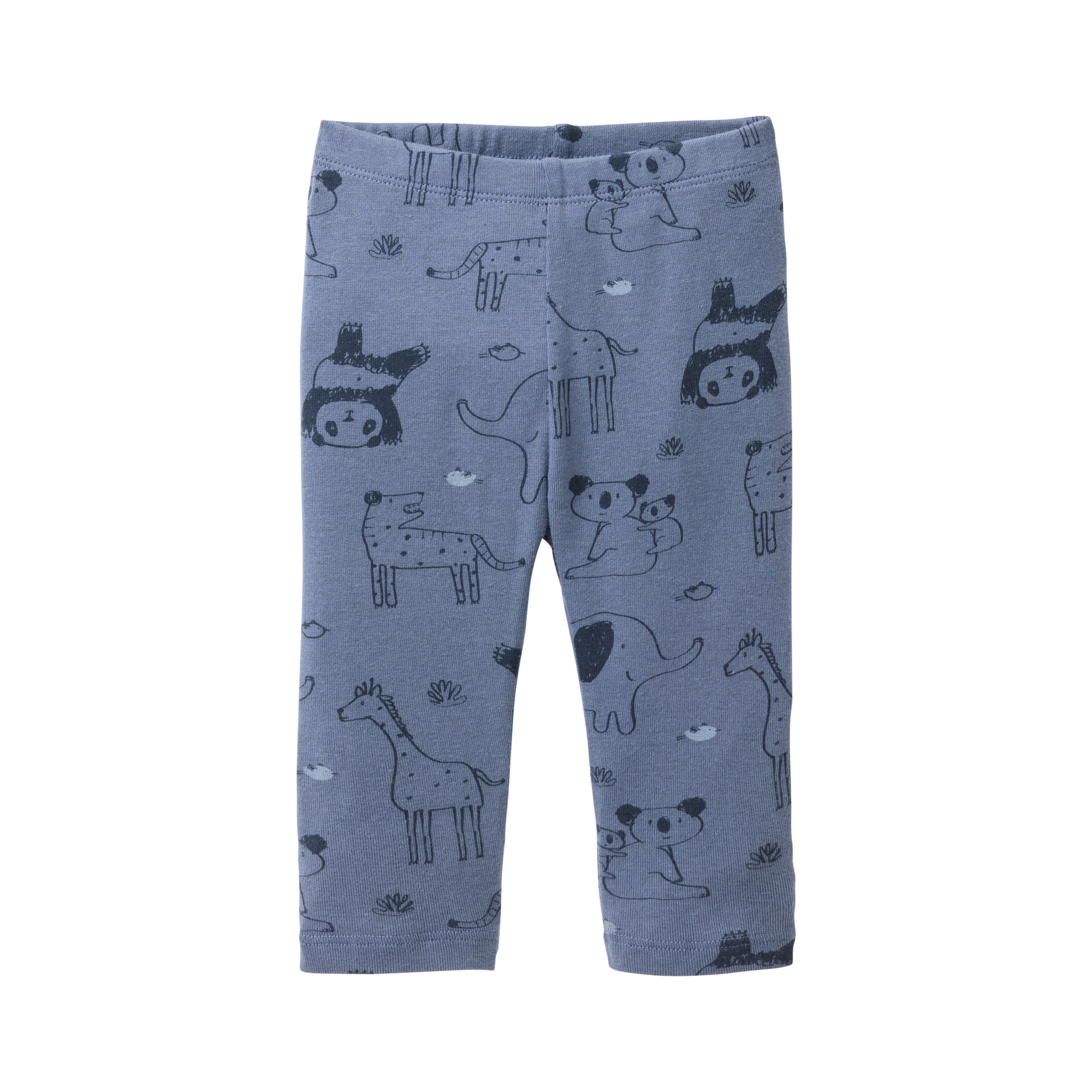 Ozeanblaue Baby-Leggings mit Zoo-Muster bei Nacht aus 1×1 Ripp aus Bio-Baumwolle