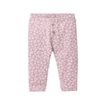 Baby Leggings dunkelmalve mit Veilchenmuster aus Bio-Baumwoll-Jersey
