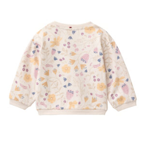 Baby Sweat Pullover Blumengarten puderrosa Bio Baumwolle Rückansicht