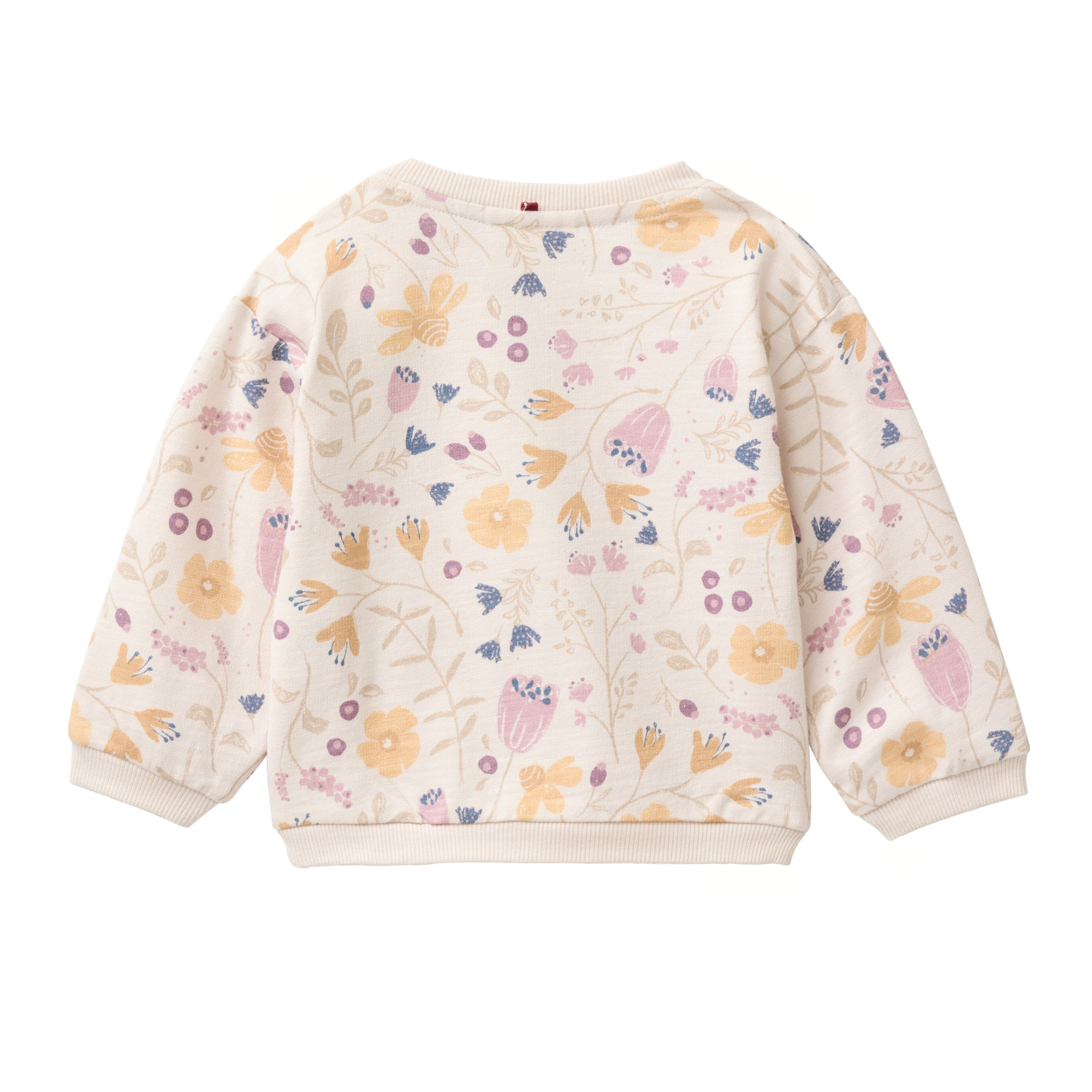 Baby Sweat Pullover Blumengarten puderrosa Bio Baumwolle Rückansicht