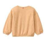 Rückseite des honiggelben Baby-Sweatpullovers aus Doubleface Slub Sweat mit schlichter Gestaltung