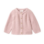 Baby Strickjacke malve aus Bio Baumwolle mit Knopfleiste