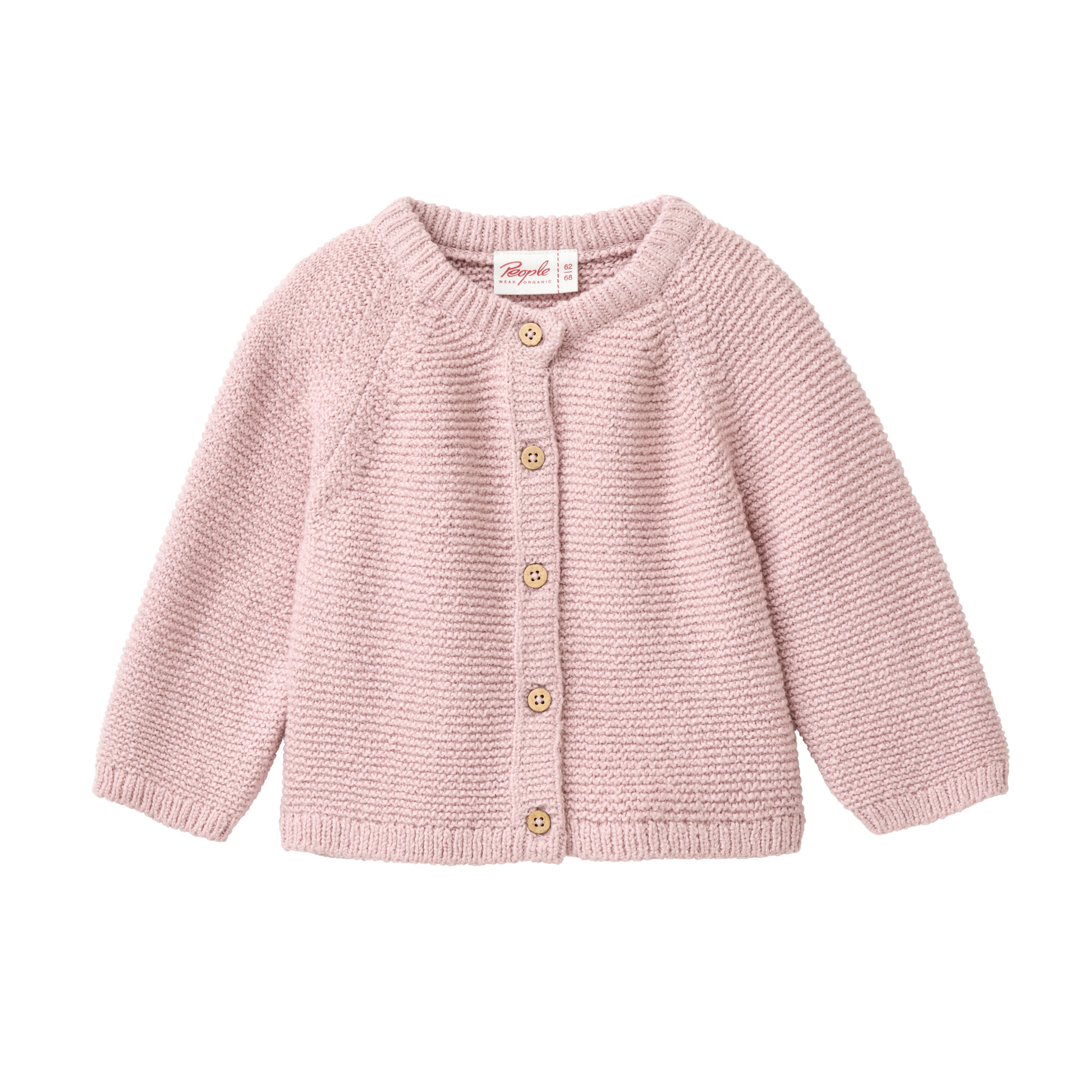 Baby Strickjacke malve aus Bio Baumwolle mit Knopfleiste