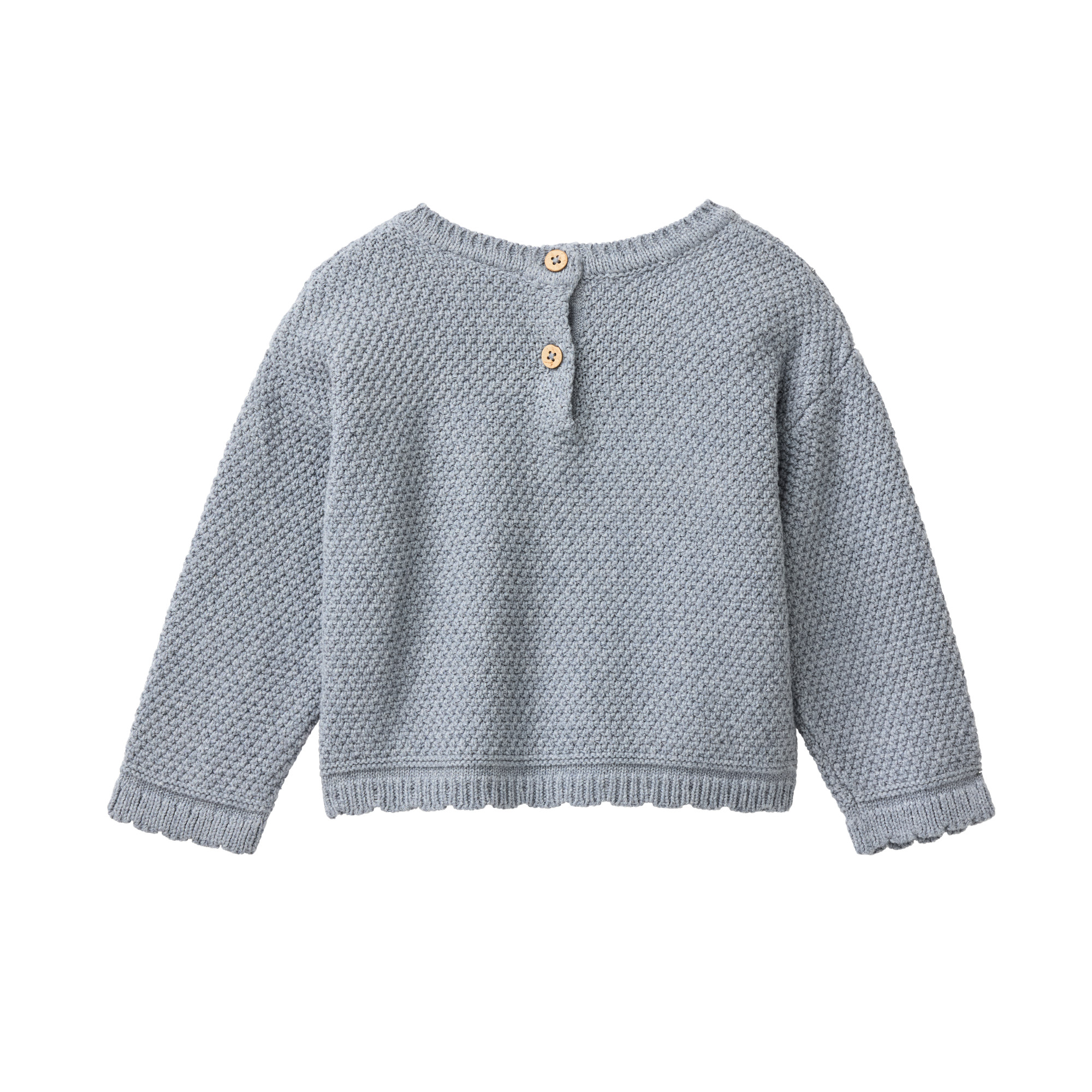 Rückansicht Baby Strickpullover Bio Baumwolle Blaugrau Melange