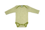 Cosilana Baby Body Wolle Seide Olive Ringel Langarm Vorderansicht