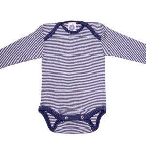 Cosilana Baby Body Wolle Seide Marine Ringel Langarm