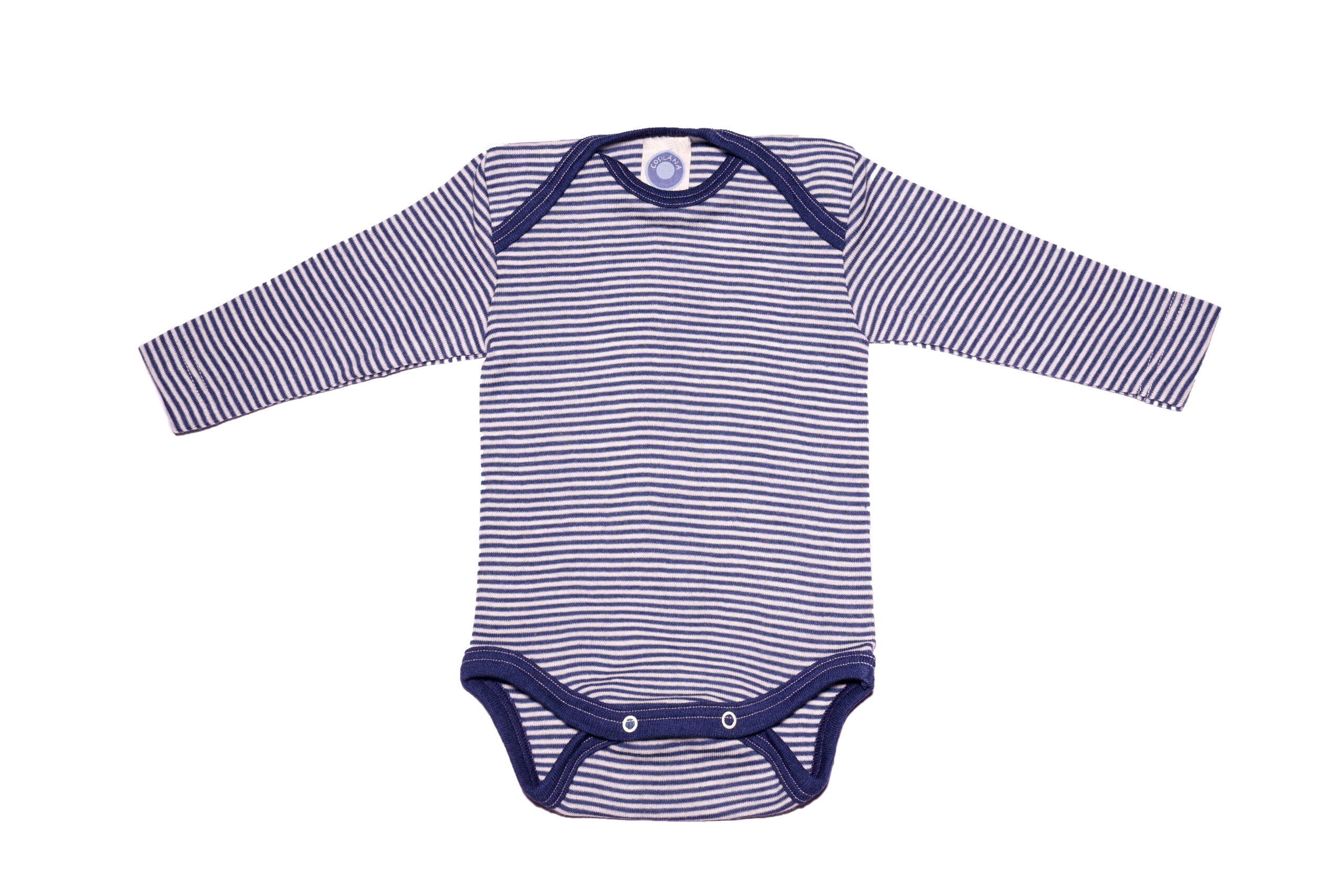 Cosilana Baby Body Wolle Seide Marine Ringel Langarm
