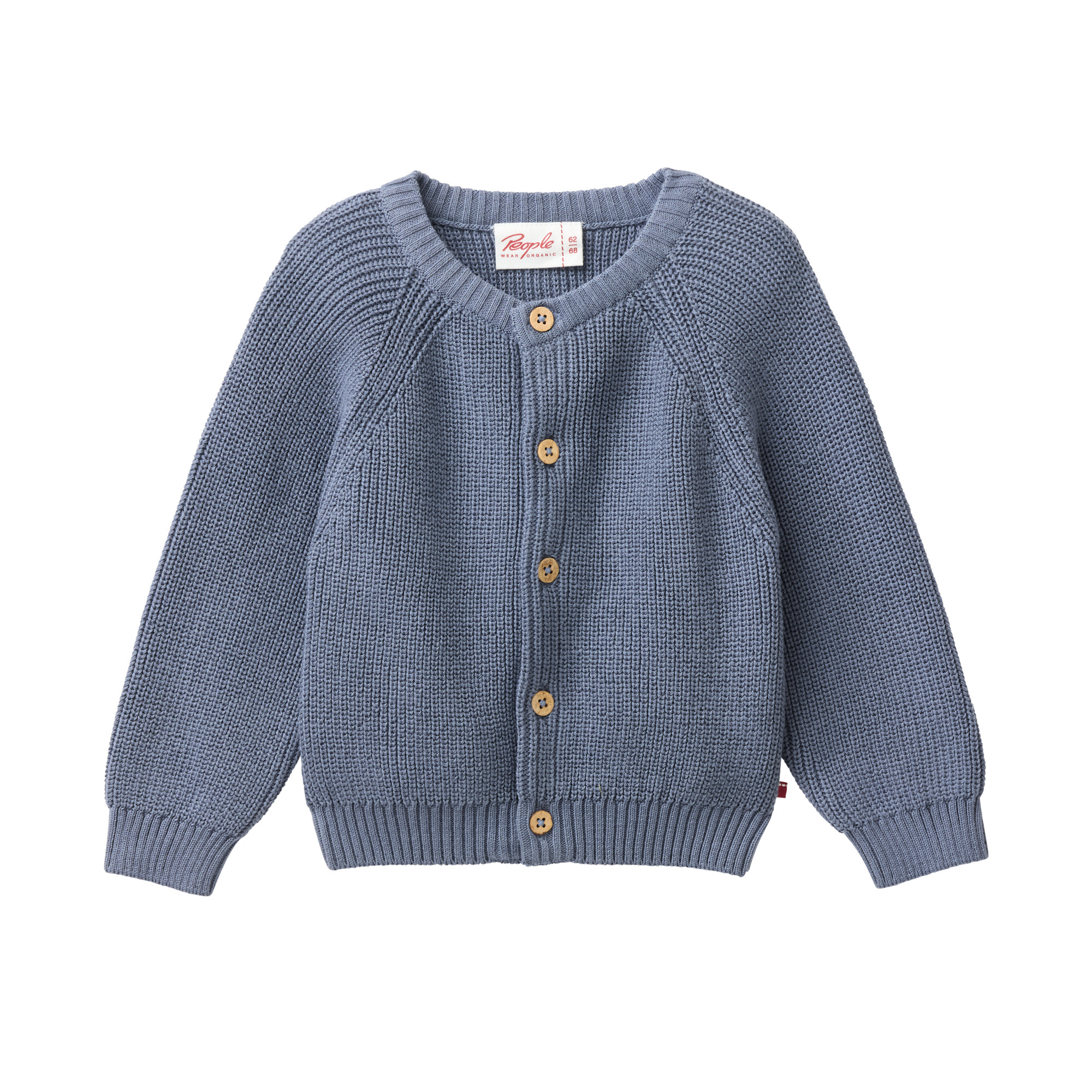 Baby Strickjacke Bio Baumwolle ozean mit Knopfleiste Vorderansich