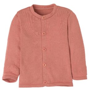 Eine Bio Strickjacke von Disana aus Merinowolle in der Farbe Softpink
