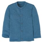 Eine Bio Strickjacke von Disana aus Merinowolle in der Farbe Taubenblau