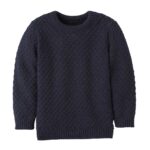 Eine Bio "Aran" Strickpullover von Disana aus Merinowolle in der Farbe Indigo