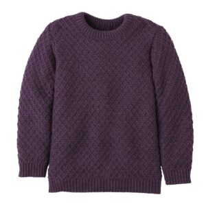 Eine Bio "Aran" Strickpullover von Disana aus Merinowolle in der Farbe Aubergine