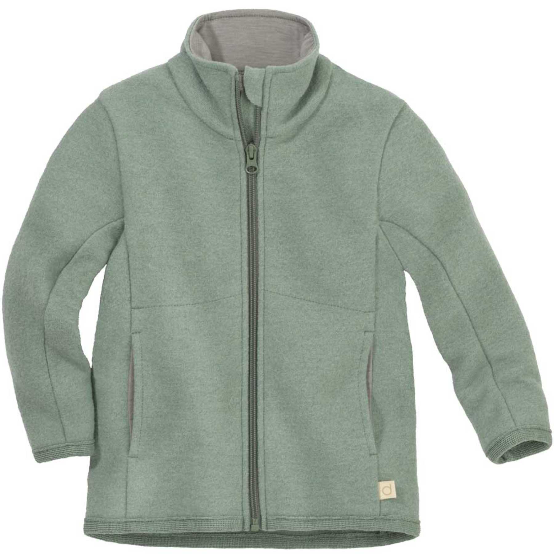 Baby- und Kinder-Walkjacke Zipper von Disana in Jade aus Schurwolle mit Reißverschluss – warme Übergangsjacke aus Walkstoff