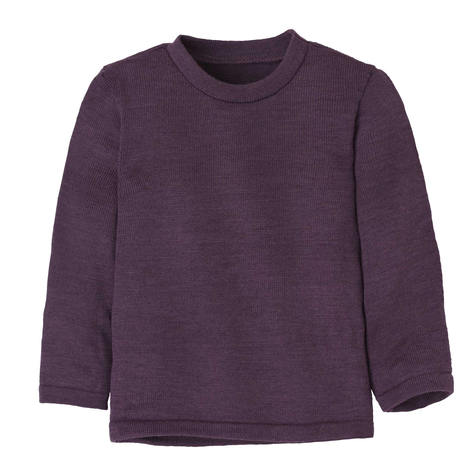 Ein Bio Strickpullover von Disana aus Merinowolle in der Farbe Aubergine