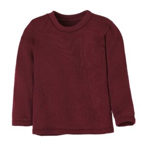 Ein Bio Strickpullover von Disana aus Merinowolle in der Farbe Cassis