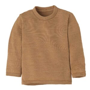 Ein Bio Strickpullover von Disana aus Merinowolle in der Farbe Karamell